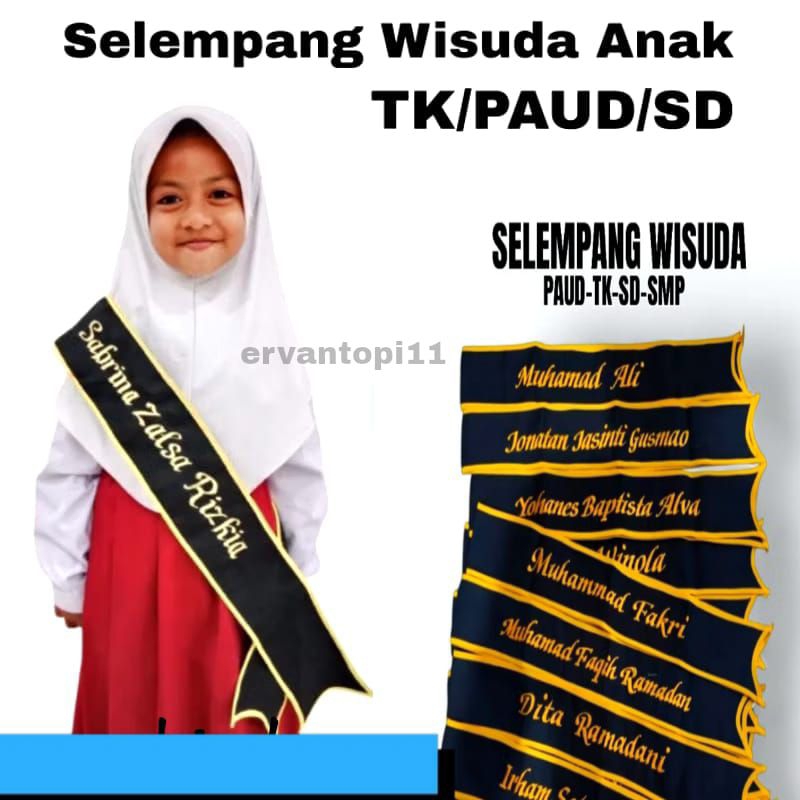 Selempang wisuda anak TK/SD Free bordir nama