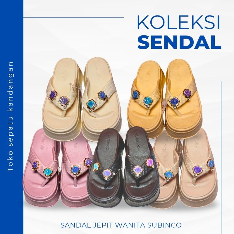 Sandal Jepit Wanita Wedges Jelly Karet Subinco, sandal di dalam rumah, sandal plastik perempuan hari