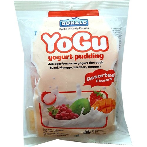 

Yogu pudding donald puding yoghurt jelly 1pak isi 10pcs rasa mix mangga strawbery anggur lechi silkys inaco puyo dessert