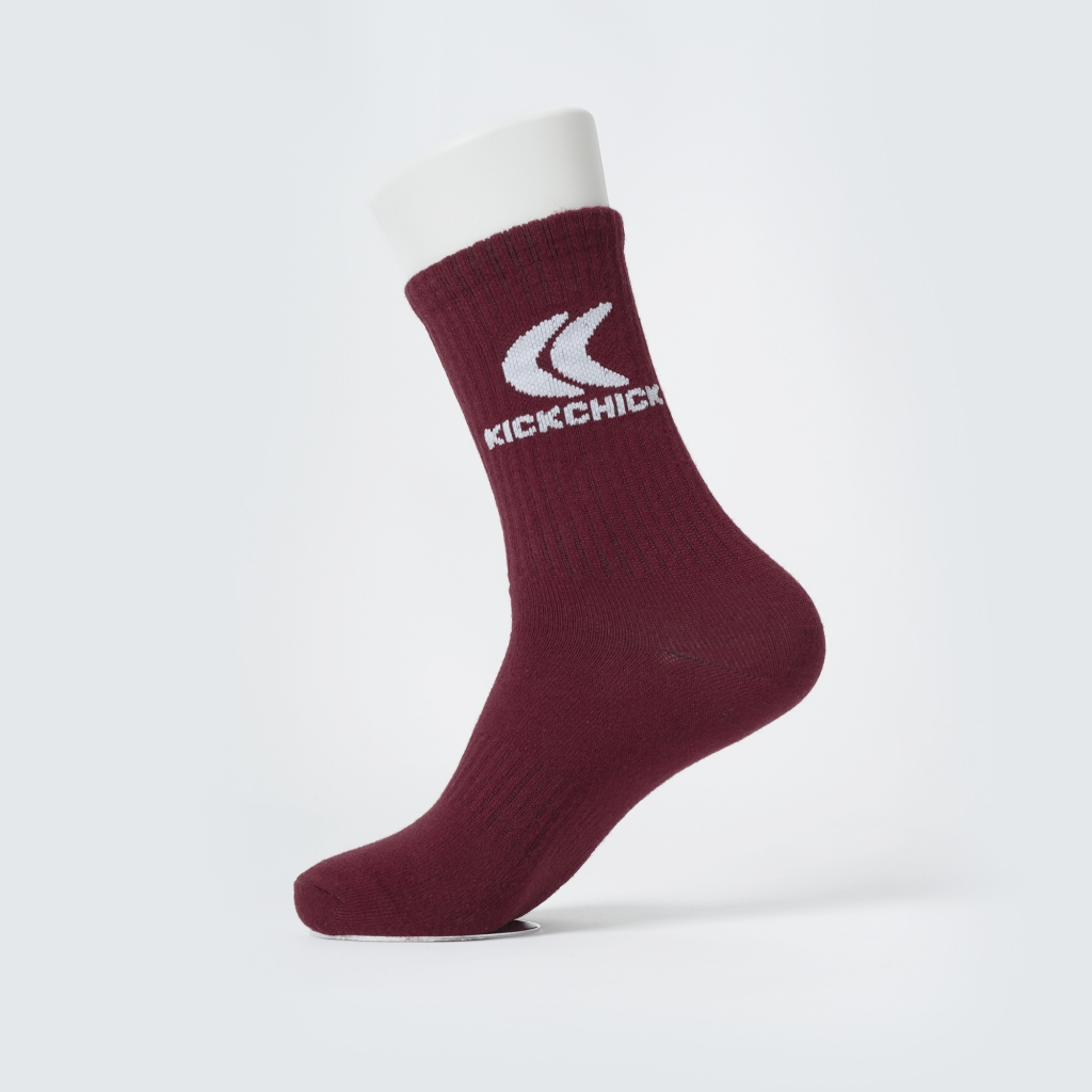 Kickchick Kaos Kaki Panjang Bordir Identity Maroon | Highcut Sock | Sport Socks | KC-SOCK01