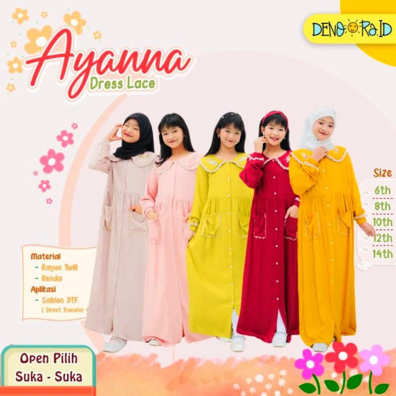 AYYANA DRESS LACE BY DENDORA.ID/GAMIS LEBARAN/GAMIS ANAK PEREMPUAN HARI RAYA/GAMIS SIMPEL/GAMIS POLO