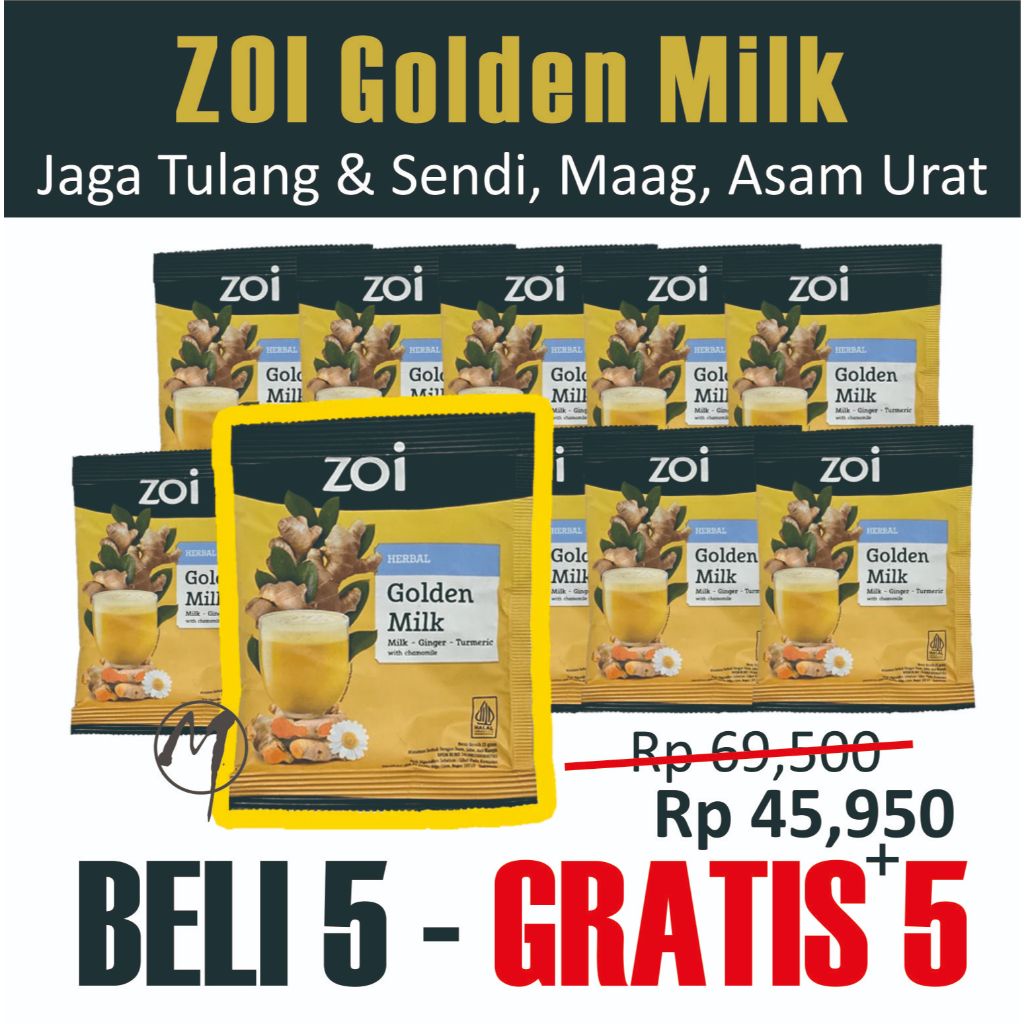 

ZOI Golden Milk - BELI 5 SACHET Dapat 10 SACHET. Susu Kambing Etawa Jahe Kunyit Kamomil Kayu Manis