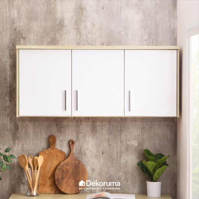 Cubic ELENA KSA 3P S - Oak White - Dekoruma Rak Atas Dapur Kecil 3 Pintu Minimalis