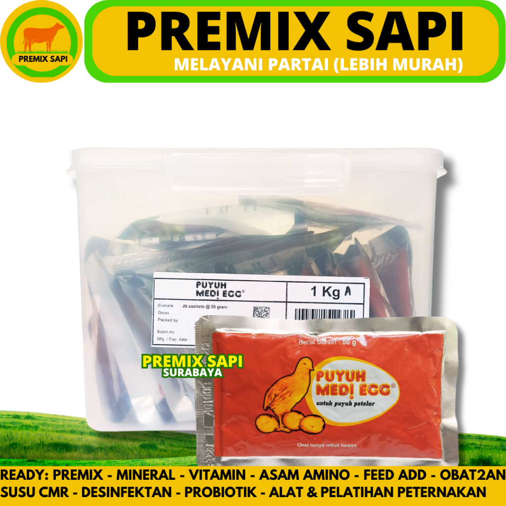 PUYUH MEDI EGG 50 GRAM (1 BOX 20 SACHET)- Vitamin Burung Puyuh Petelur - Pemacu Produksi Burung Puyu
