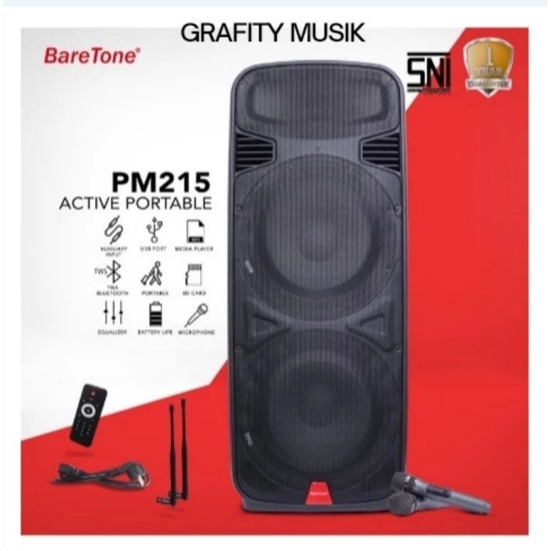Speaker Baretone Portable Double Woofer PM215 15" Original