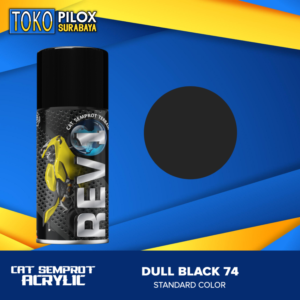 Cat Semprot Pilox Acrylic Hitam Doff Dop - Revo Dull Black 74