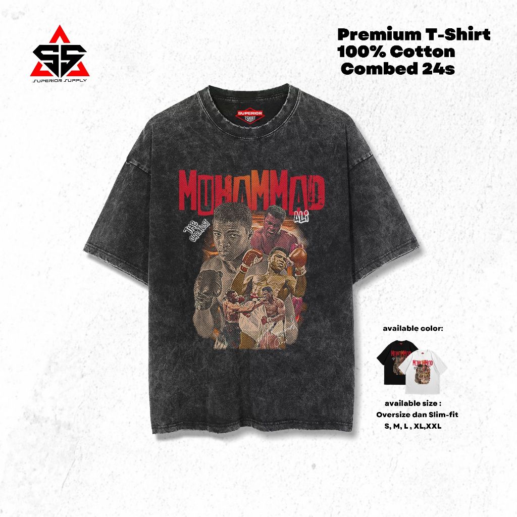 SUPERIOR Kaos Muhammad Ali Oversized washed tshirt Oversize slimfit sandwash ALI-7