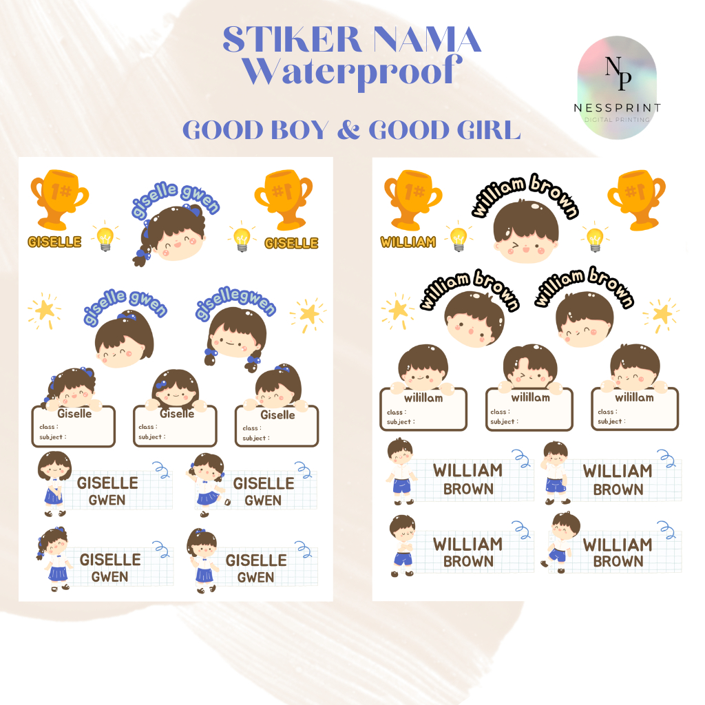 

NESSPRINT sticker nama anak , label nama custom , print label nama sekolah