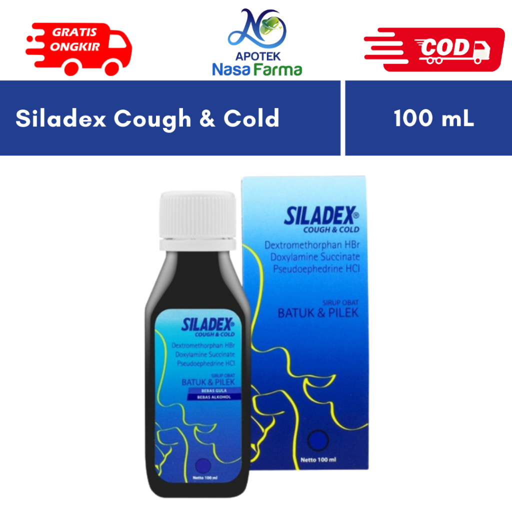 Siladex Cough & Cold Biru Syrup Botol @100 mL - untuk Batuk Tidak Berdahak