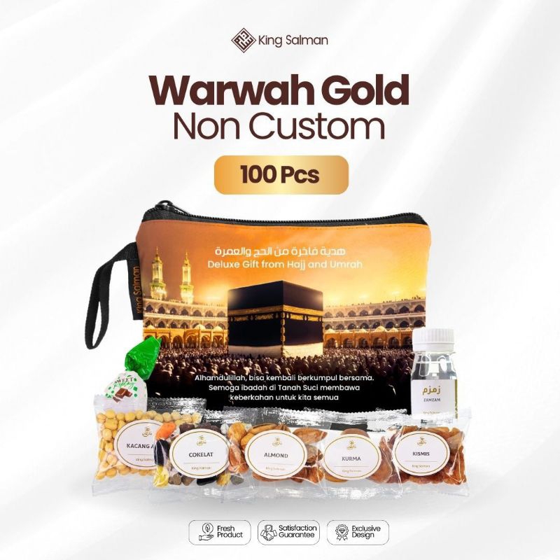 

Paket Bingkisan Umroh & Haji Premium - King Salman Gift | MARWAH GOLD Paket 100 PCS Pouch Non Custom