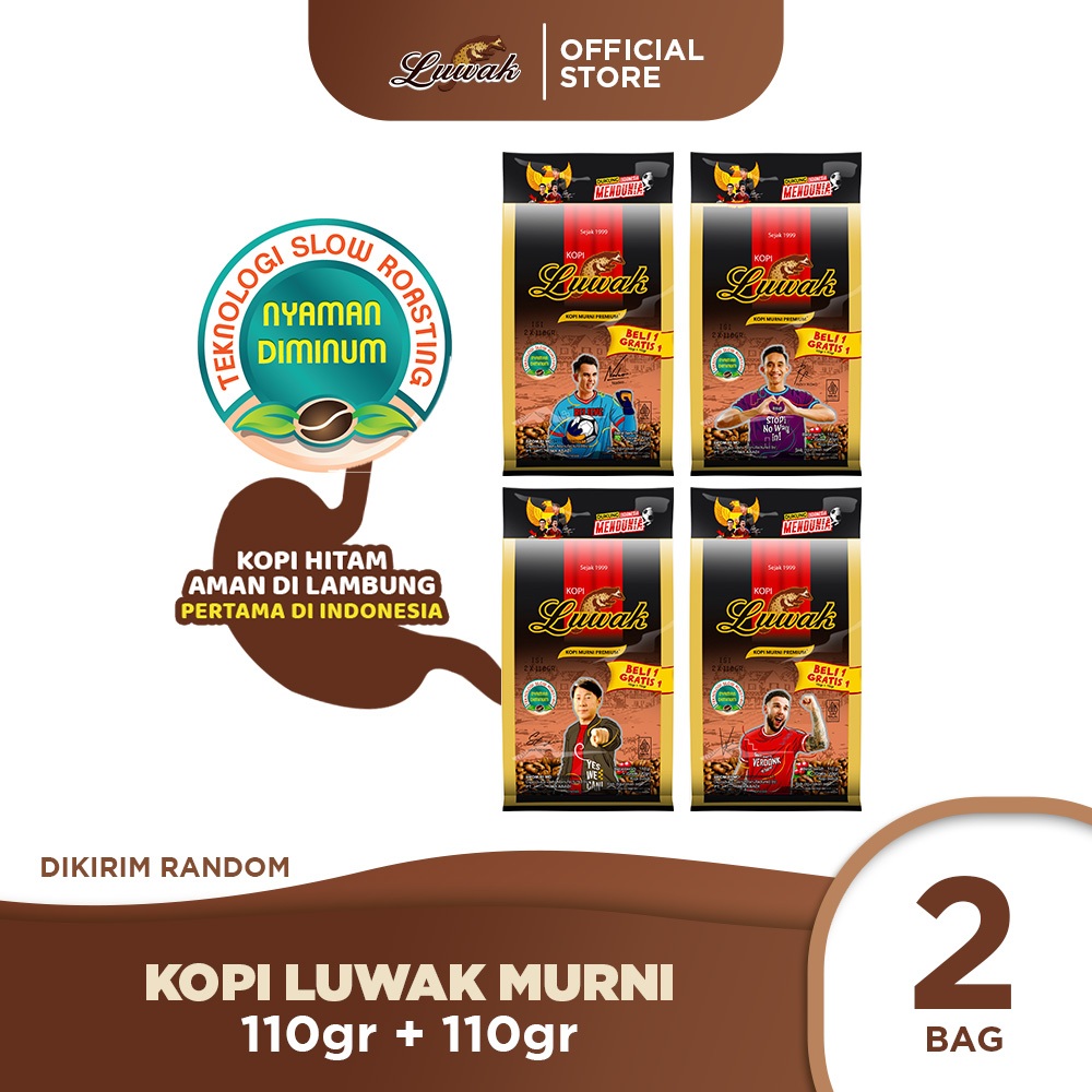 Kopi Luwak Murni Black Coffee Bag 110gr + 110gr Twin Pack