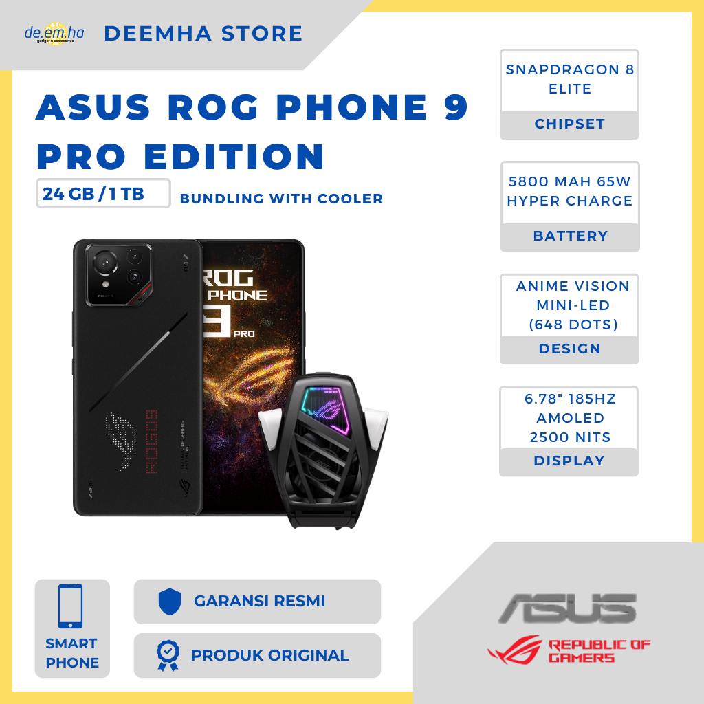 [HP GAMING PRO 2025] ASUS ROG PHONE 9 PRO EDITION 24/1TB Garansi Resmi | Snapdragon 8 Elite