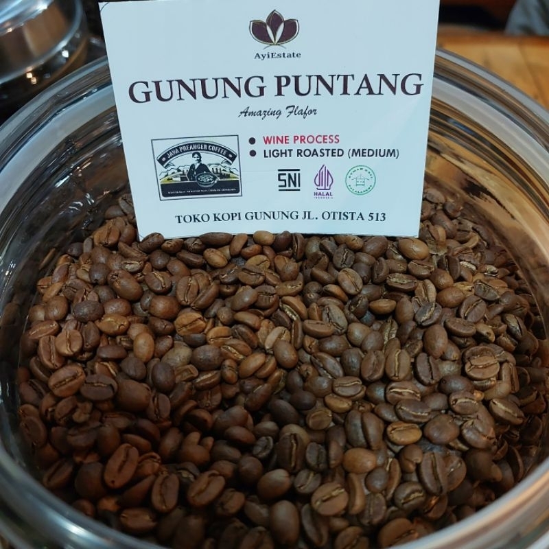 

kopi wine arabica puntang , kemasan biji kopi atau kopi bubuk 100 gram 70.000