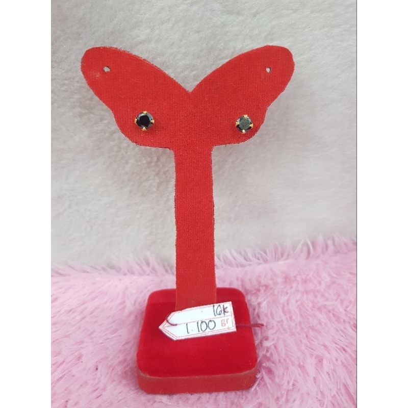 GW122L323L Giwang model permata hitam emas kuning asli berat 1.100 kadar 16k 70%