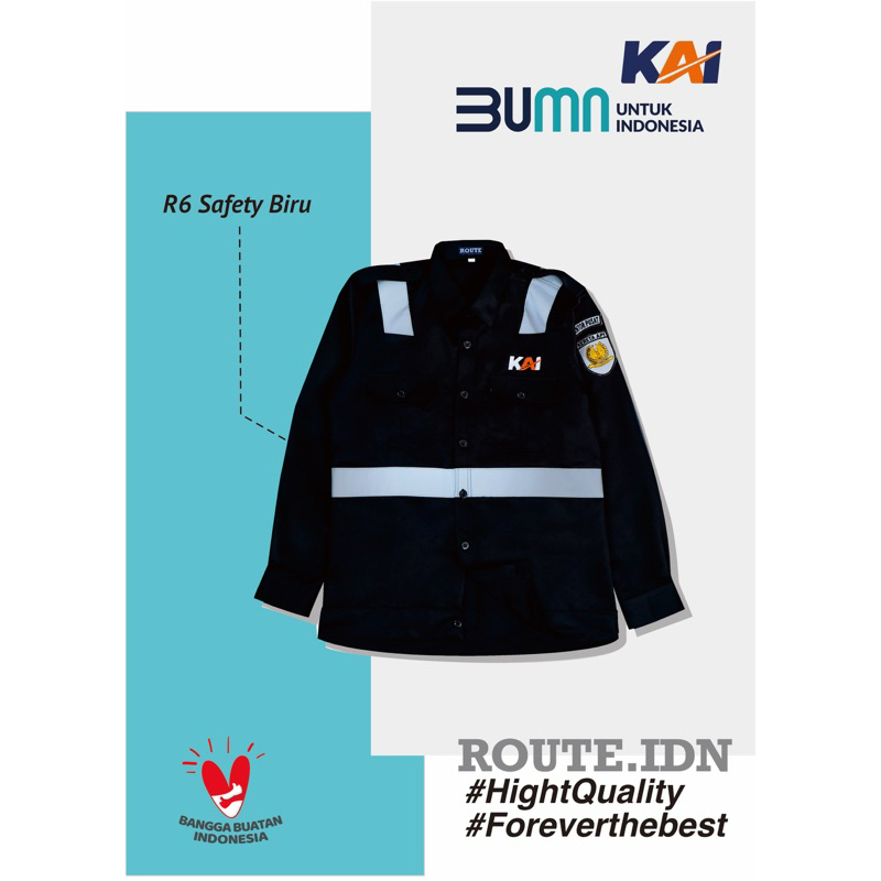 SERAGAM KAI KERETA API INDONESIA R6 SAFETY BIRU/NAVY