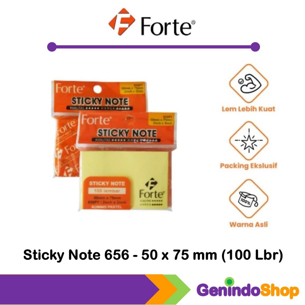 

Sticky Note 656 Kuning Pastel 2x3 inch / 50x75mm Forte