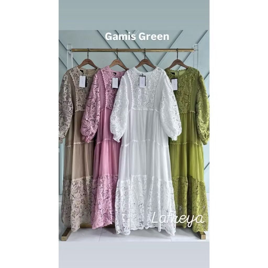 Etora Gamis Green Fashion Busana Muslim Import Premium Gamis Lafreya Original
