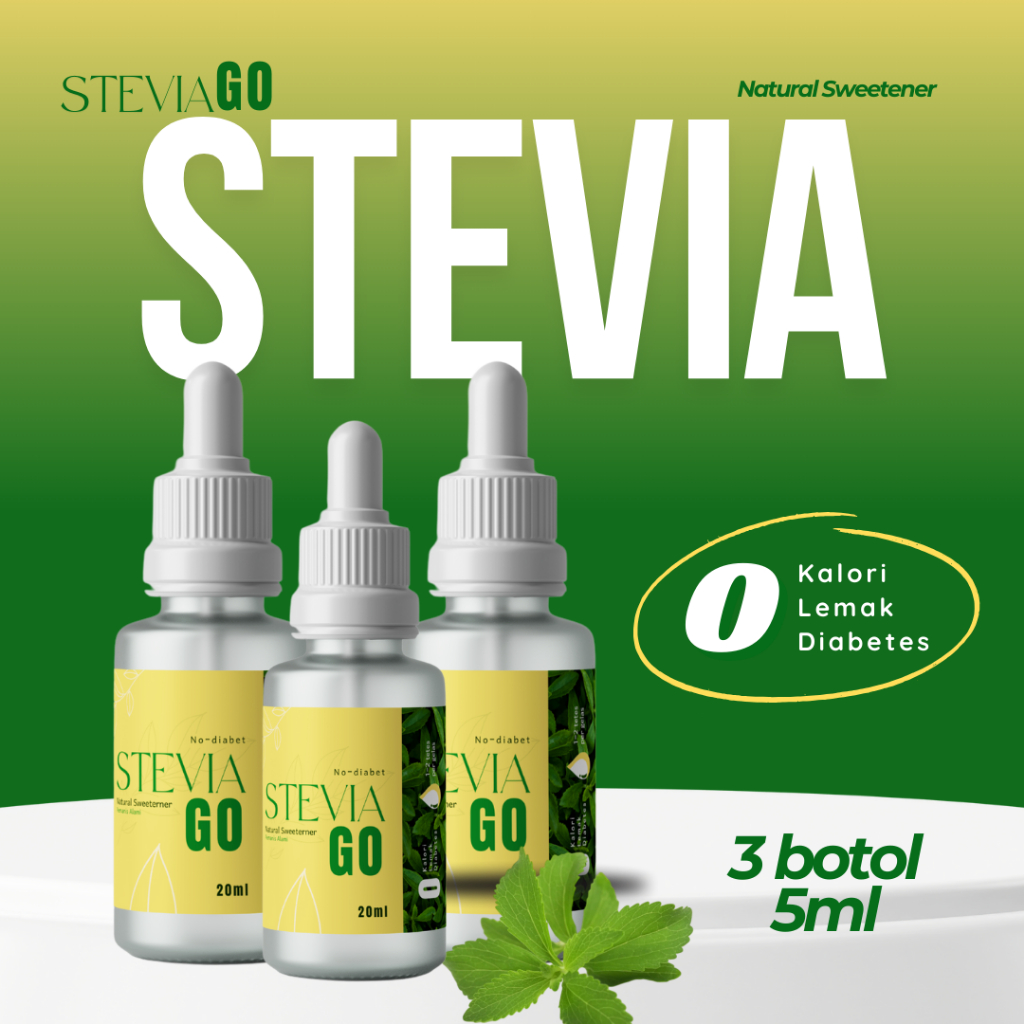 

Stevia Go - Pemanis Alami 0 Kalori 0 Diabetes [Paket Double 2 botol x 5ml]