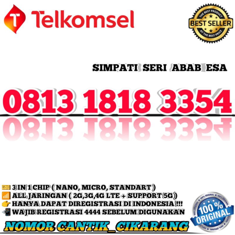 NOMOR CANTIK SIMPATI KARTU PERDANA NOMOR CANTIK TELKOMSEL NOMOR CANTIK SIMPATI SERI ABAB ESA 1818 35