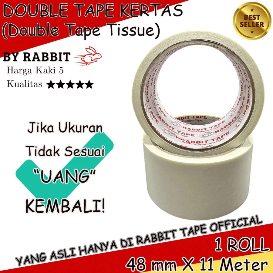 

Double Tape Kertas RABBIT TAPE 48 mm x 11 meter