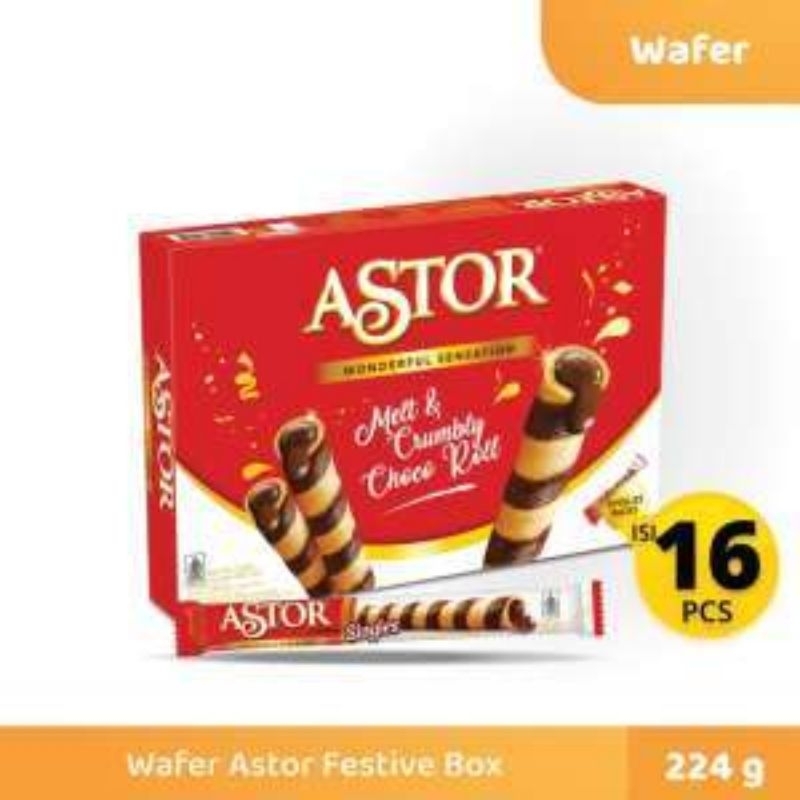 

ASTOR CHOCOLATE SINGLES WAFER STICK ROLLS WONDERFULL SENSATION 16 PCS X 14 GR
