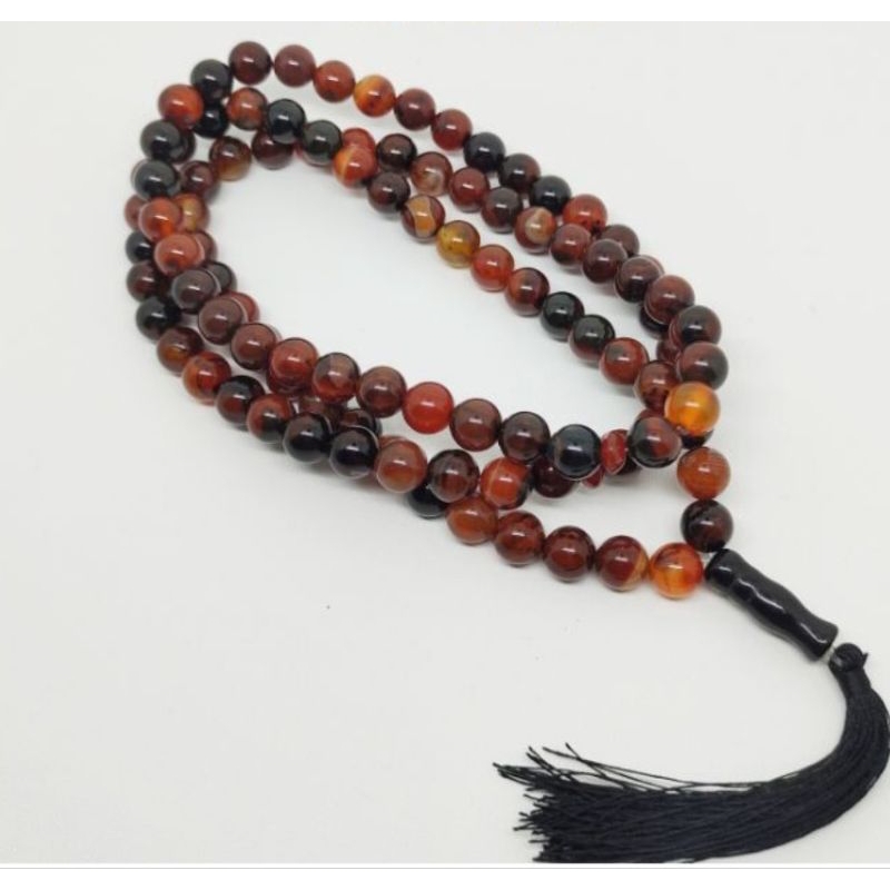 TASBIH BATU SULAIMAN MADU 99 BUTIR 8 MM  ASLI BATU ALAM 100%