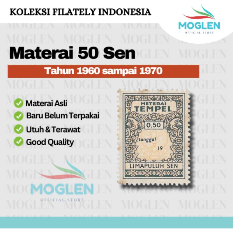 

Materai 50 Sen Tahun 1960 1961 1962 1963 1964 1965 1966 1967 1968 1969 1970 Perangko Matrai Tempel Asli Original Pos