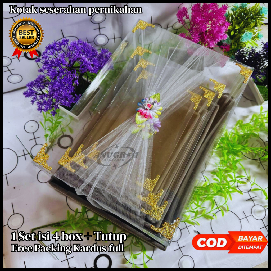 

Box Kotak Seserahan Hantaran Pernikahan Kotak Mika Luxury 1 set Isi 4 pcs