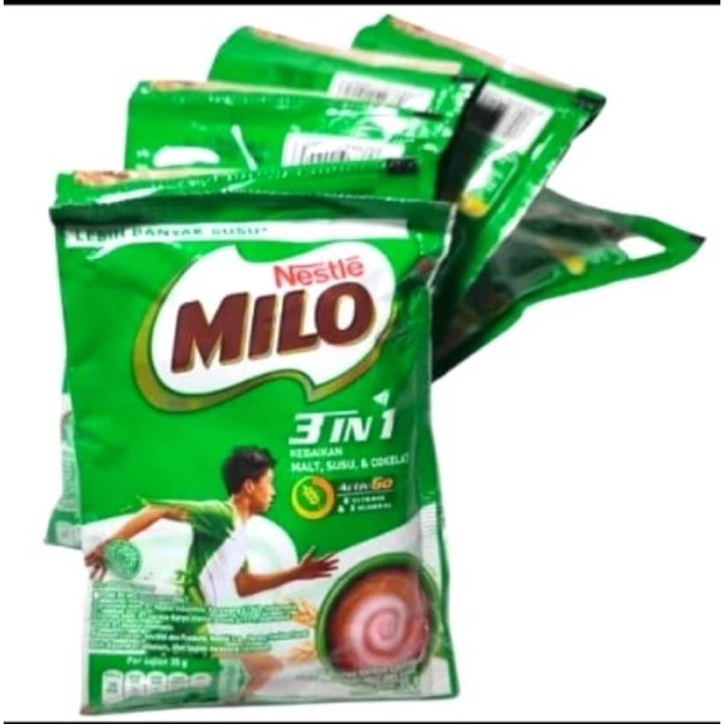 

MILO AKTIF GO COKLAT 3 in 1 isi 1 renceng 10 saset dan 5 saset rasa mantap