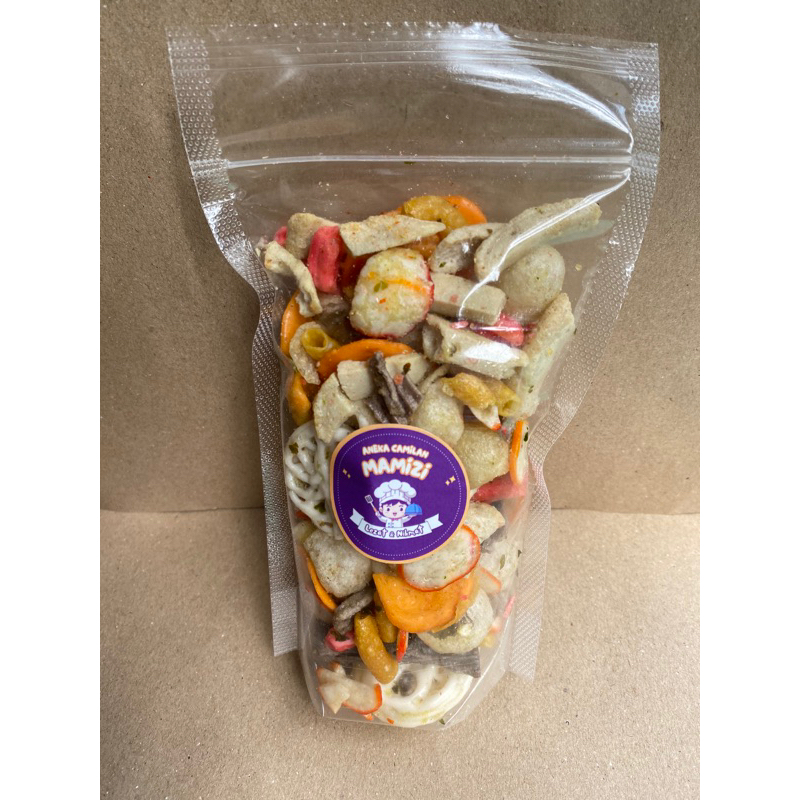

Mamizi (100gr) Kerupuk Seblak Mix Campur Original Pedas Daun Jeruk