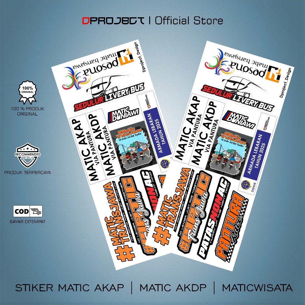 

PAKET LEMBARAN 10 PCS READY SIAP KIRIM STIKER MATIC TRANSJAWA SPECIAL LEBARAN / STIKER JATMATIC TRANS JAWA LEBARAN