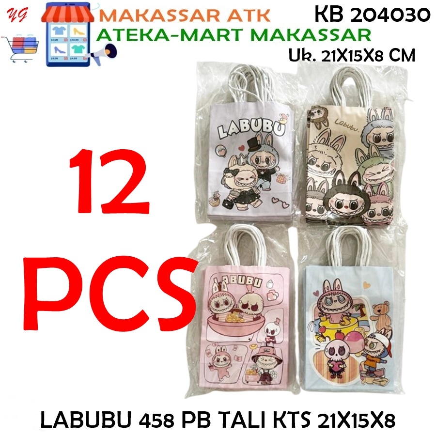

[BKS/12PCS ] LABUBU 458 PAPER BAG TALI KTS 21X15X8 TAS KERTAS