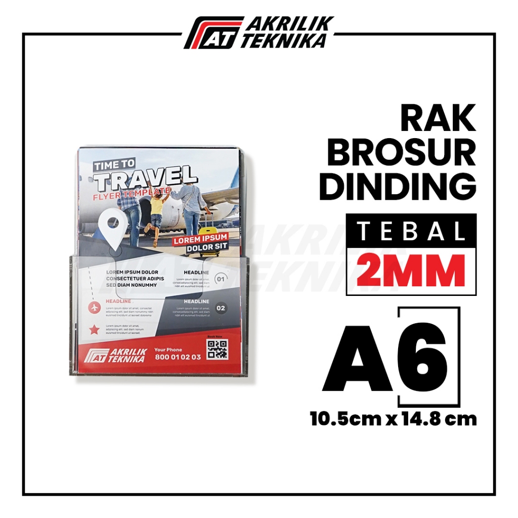 Rak Brosur A6 Akrilik / Display Menu Dinding / Acrylic Flyer Holder