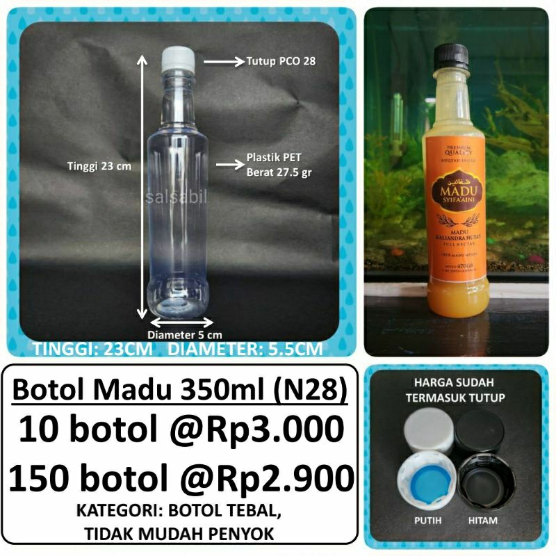 Botol madu 350ml (N28) / botol plastik 350ml
