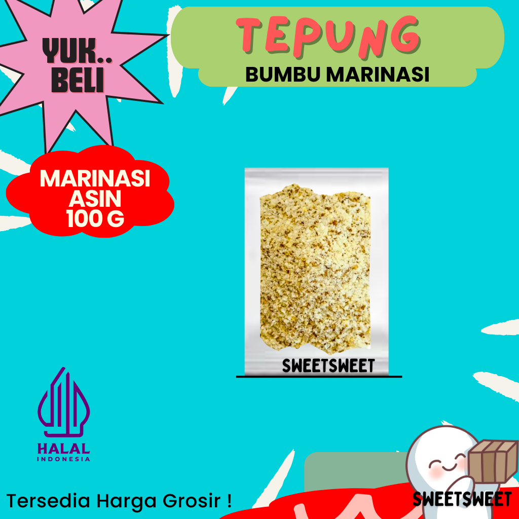 

Sweetsweet Tepung Bumbu Marinasi Gurih | Asin | Pedas Kentucky 100 G {Bisa COD} {Tersedia Grosir}