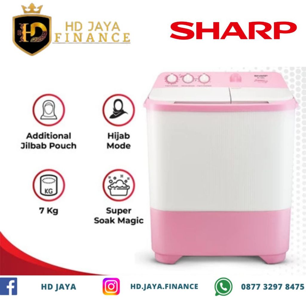 Sharp ES-T79SJ Mesin Cuci Twin Tub Pink 7 kg