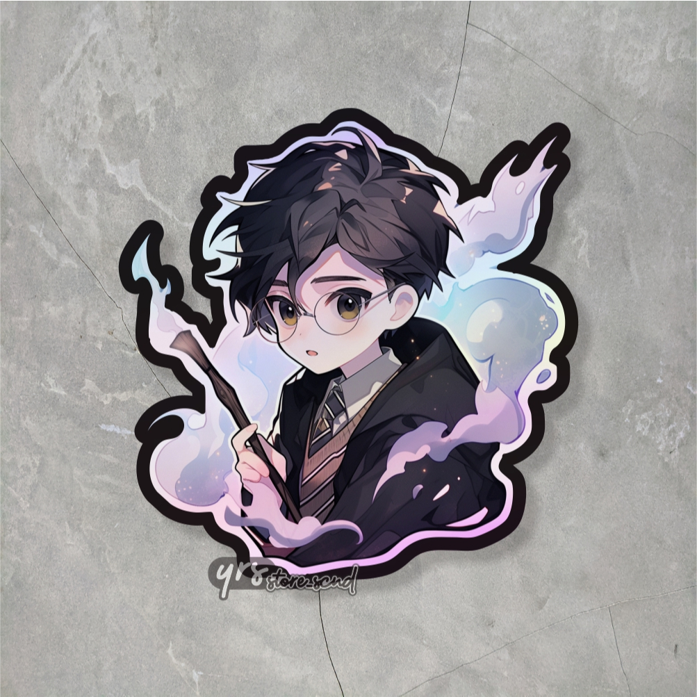 

Sticker Hologram Harry Potter Chibi Ukuran +- 5,6 x 5,8 cm sticker case hp laptop dll murah