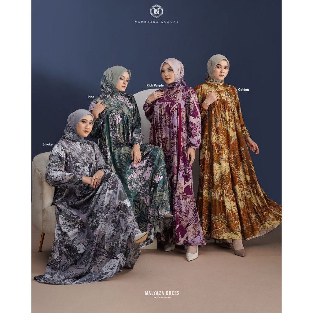 NADHEERA MALYAZA SERIES - GAMIS NADHEERA BEST SELLER - GAMIS BAHAN rayon premium - GAMIS MOTIF ABSTR