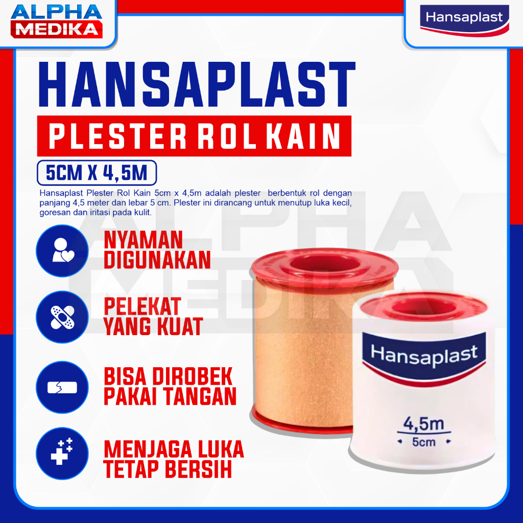 Hansaplast - Plester Roll 5cm X 4.5M / Plester Luka Rol Kain / Plaster Luka Kain Coklat