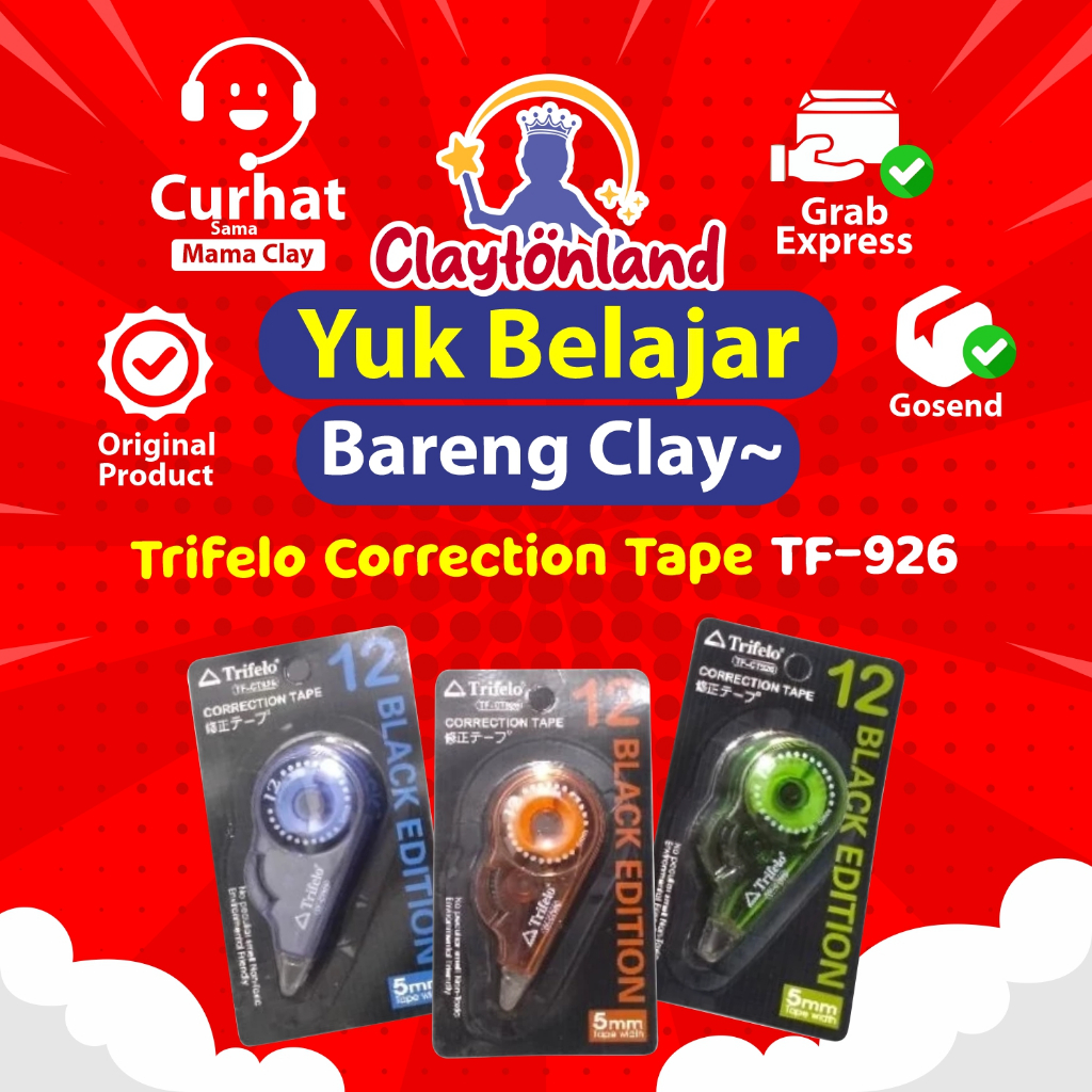 

Trifelo Correction Tape TF-926 / Tip Ex kertas TF-926 Trifelo (RANDOM)