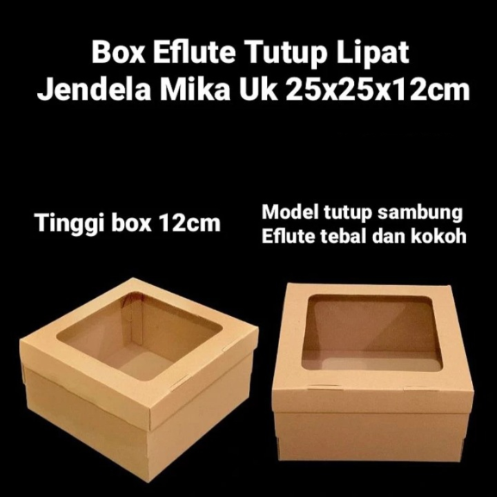 Box Eflute Model Tutup Lipat Jendela Mika Ukuran 25x25x12cm