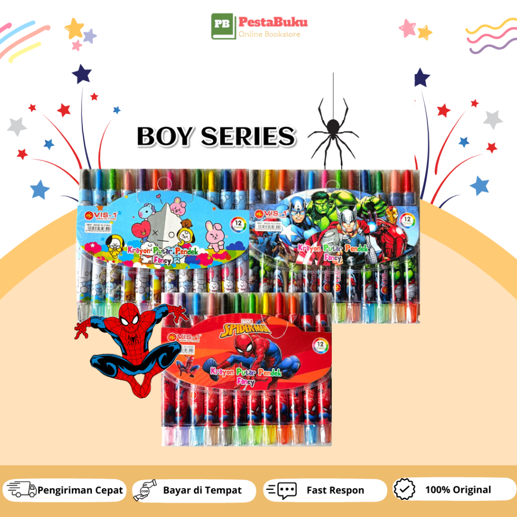 

Crayon Putar Rolling Pendek 12 Warna