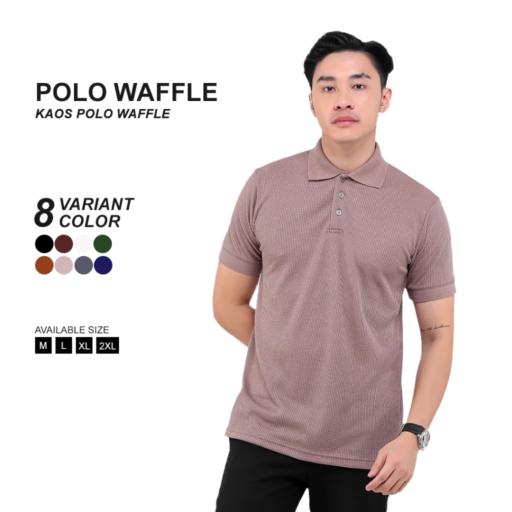 BROGUY Kaos Polo Shirt Pria Waffle - Khaki