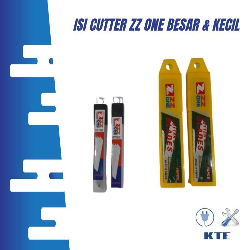 

Isi cutter merk ZZ ONE ukuran besar dan kecil isi per pak 10 pcs