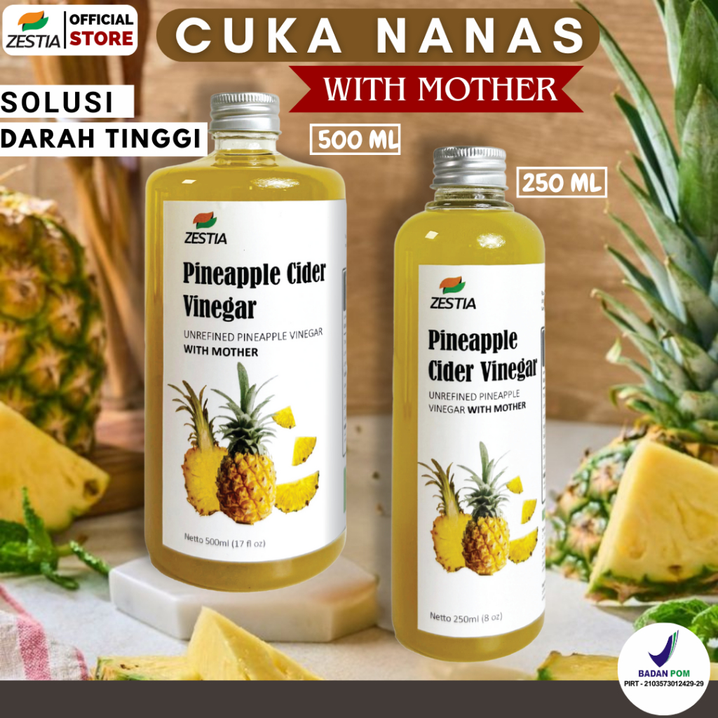 

ZESTIA Cuka Nanas With Mother Original 500 / 250 Ml / Cuka Nanas Organic / Pineapple Cider Vinegar With Mother / Menyehatkan Tulang