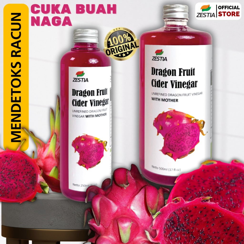 

ZESTIA Cuka Buah Naga Original With Mother 500 Ml / 250 Ml Dragon Fruit Vinegar / Cuka Naga Organik