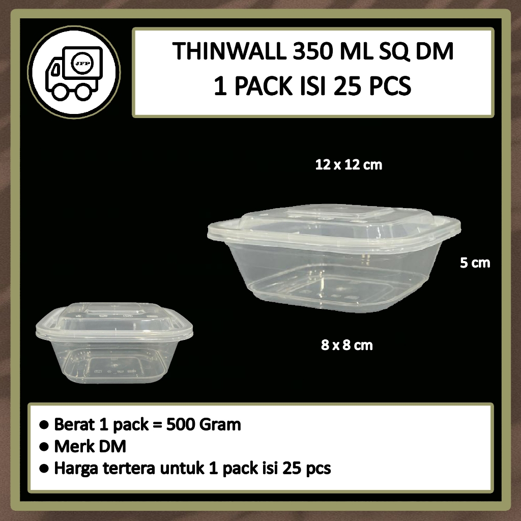 Thinwall 350 ml Square DM Kotak Persegi Dessert Box isi 25 pcs