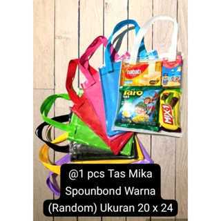 

@1 pcs - Tas Souvenir Mika Spounbond Warna Warni (Random) / Tas Berkat Snack Mika Spounbond 20 x 24