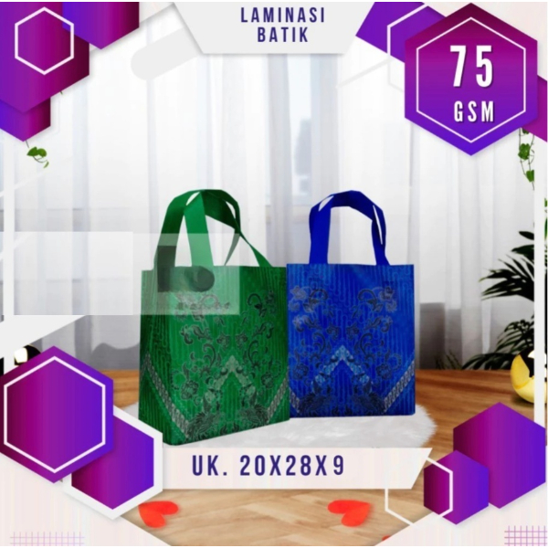 

Tas Spunbond HLS BATIK Laminasi Ukuran 20x28x9 Tas Kain Goodie Bag Tebal bingkisan parcel belanja