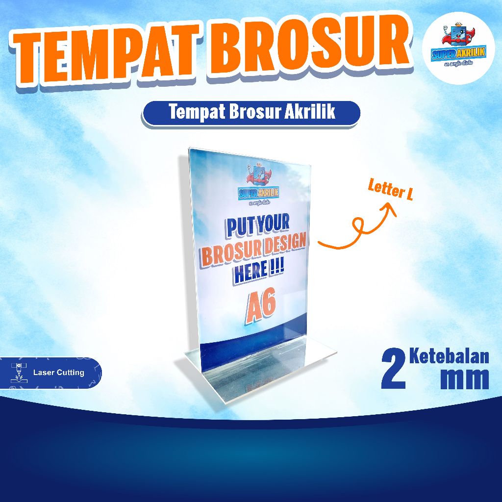 

Tempat Brosur Akrilik 2mm / Akrilik Tent Card Tent Holder / Acrylic Qris Barcode - Tipe L